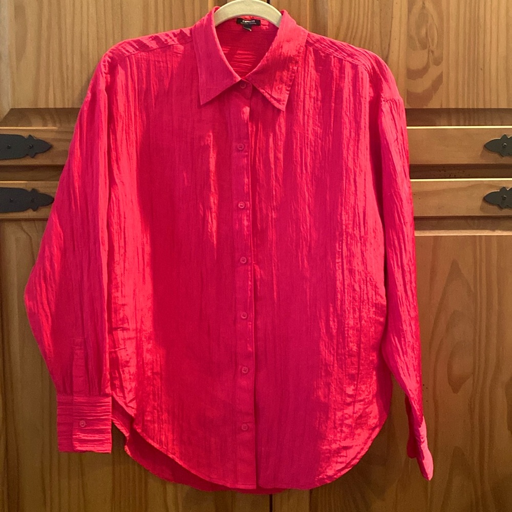 XS dark pink wrinkle style blouse